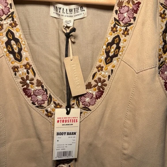 Idyllwind by Miranda Lambert Tan Embroidered Floral Vest with Fringe M - Picture 5 of 6